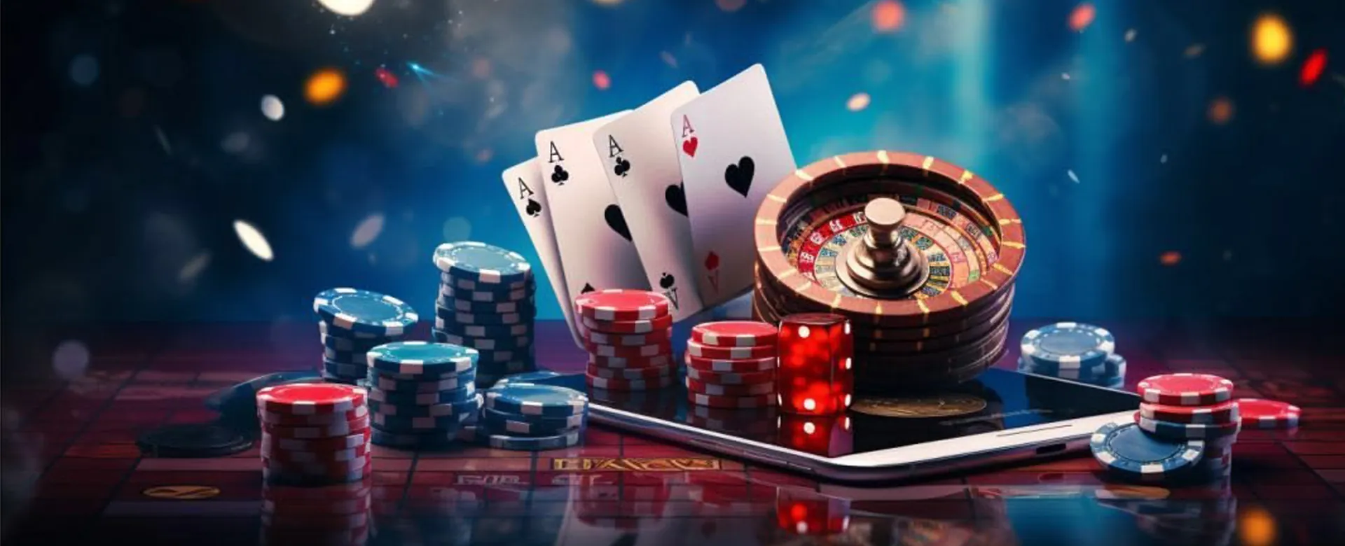 Hero image showing various table games with a golden glow, reflecting the vibrant casino atmosphere in the Philippines.